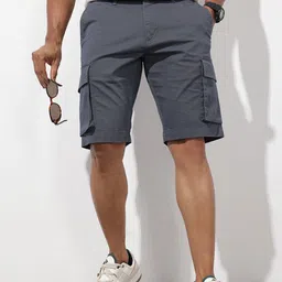 The Roadster Lifestyle Co. Men Solid Cargo Shorts-image-93