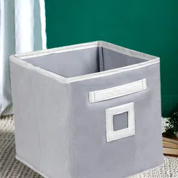 Kuber Industries Grey & White Solid Non-Woven Fabric Foldable Large Size Storage Box With Handles-picture-25
