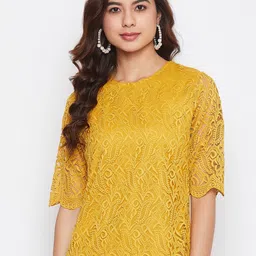 Imfashini Women Yellow Self Design Top-image-16