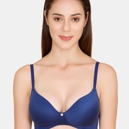 Zivame Blue Solid Non-Wired Lightly Padded T-shirt Bra ZI1773FASHABLUE-picture-4