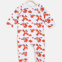 berrytree Kids Orange & White Printed Organic Cotton Sustainable Rompers-picture-23