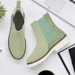 yoho Women Printed PU Mid-Top Chelsea Boots-picture-15