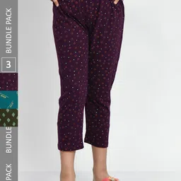 BAESD Girls Pack Of 3 Printed Pure Cotton Capris-image-93