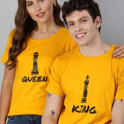 BRATMA Men Mustard Yellow  Black Typography Print Round Neck Pure Cotton T-shirt-picture-17