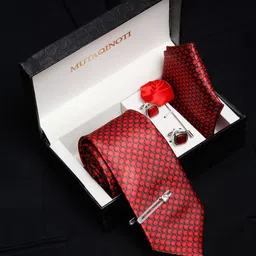 MUTAQINOTI Men Red Formal Tie Accessory Gift Set-image-57