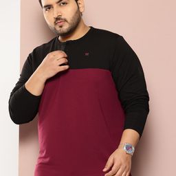 Sztori Plus Size  Colourblocked Henley Neck T-shirt-picture-45