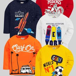 KUCHIPOO Kids Pack of 5 Printed Cotton T-shirt-picture-21