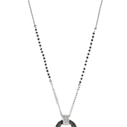 Mahi Black & White Oxidized Crystal Mangalsutra Pendant-picture-50