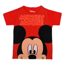 Disney by Wear Your Mind Boys Red Mickey Mouse Printed Colourblocked Round Neck T-shirt-picture-21