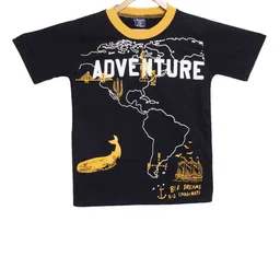 SWEET ANGEL Boys Navy Blue Printed Round Neck Pure Cotton T-shirt-picture-19