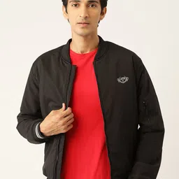 Leather Retail Men Black Bomber Jacket-picture-12