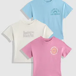 NEXT Girls Pack Of 3 Pure Cotton Typography Printed T-shirts-picture-32