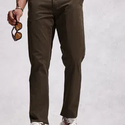 WROGN Men Straight Fit Pure Cotton Chinos Trousers-picture-32