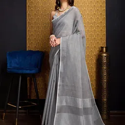 Anouk Grey Woven Design Zari Saree-picture-14