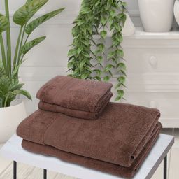 BIANCA Set Of 4 Brown Solid Zero-Twist Pure Cotton 500 GSM Towel Set-picture-48