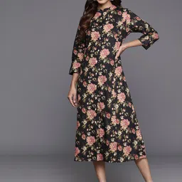 Varanga Floral Printed A-Line Midi Dress-image-24