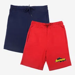 YK Justice League Boys Pack Of 2 Solid Regular Fit Sports Shorts with Batman Print Detail-picture-14