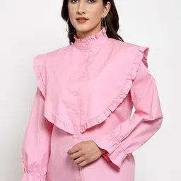 iki chic Pink Bishop Sleeves Layered Regular Top-image-97