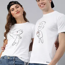 BRATMA Men White  Black Printed Round Neck Pure Cotton T-shirt-picture-30