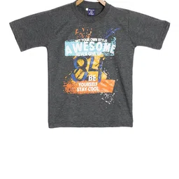 SWEET ANGEL Boys Charcoal Grey Printed Round Neck T-shirt-picture-38