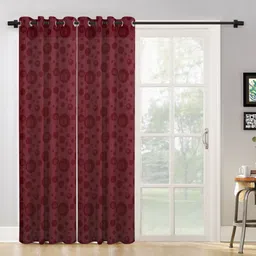 HOSTA HOMES Maroon Set of 2 Geometric Long Door Curtain-picture-10