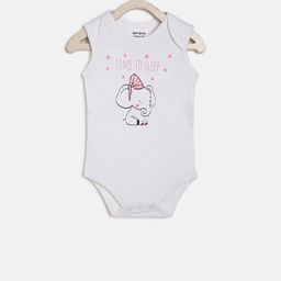 berrytree Infant Kids White & Pink Printed Organic Cotton Sustainable Bodysuit-picture-4