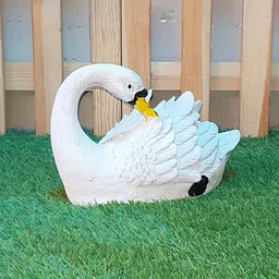 Wonderland White & Yellow Swan Statue Facing Back Figurine Garden Accessory-image-31