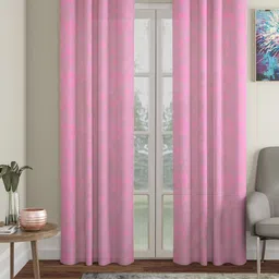 HOSTA HOMES Pink Set of 2 Geometric Door Curtain-picture-33