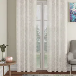 HOSTA HOMES Cream-Coloured Set of 2 Geometric Door Curtain-picture-27