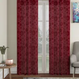 HOSTA HOMES Maroon Set of 2 Geometric Door Curtain-picture-27