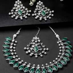 ADIVA Silver-Plated Kundan Studded Jewellery Set-picture-56