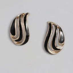 Estele Gold-Plated & Black Teardrop Shaped Studs-picture-18