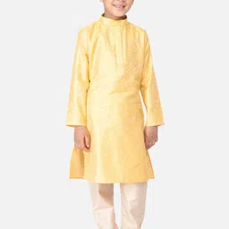 TABARD Boys Yellow Ethnic Motifs Regular Straight Kurta with Churidar-picture-58