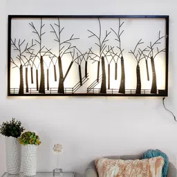 eCraftIndia Black & White Abstract Trees Forest View Handcrafted Iron Wall Hanging-picture-24