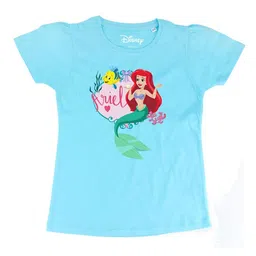 Disney by Wear Your Mind Girls Turquoise Blue Disney Princess Printed Cotton T-shirt-picture-27