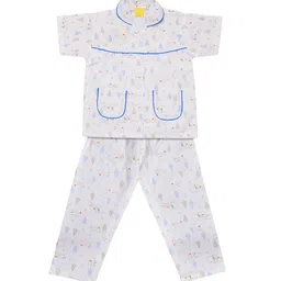 Wish Karo Girls Off-White & Blue Printed Night suit image 1