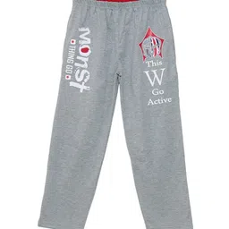 SWEET ANGEL Boys Grey Melange & White Printed Straight-Fit Track Pants-picture-34