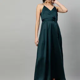 STREET 9 Women Green Solid Maxi Dress-image-15