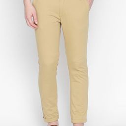 Basics Men Khaki Tapered Fit Solid Regular Trousers-picture-32