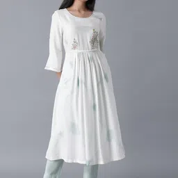 W Women Blue Dyed A-Line Dress-image-56