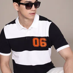 WROGN Striped Polo Collar Pure Cotton Slim Fit T-shirt-picture-40