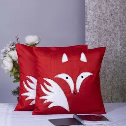 Alina decor Red Set of 2 Embellished Square Cushion Covers-image-7