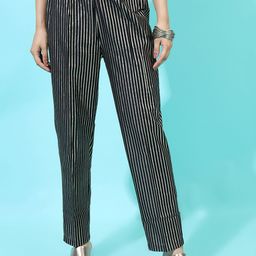 vishudh VishudhWomen Black Striped Casual Trouser-picture-26