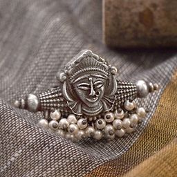 TEEJH Women Oxidized Silver-Toned & White Navika Tribal Finger Ring-picture-20