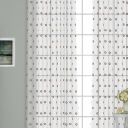 GM White & Brown Embroidered Sheer Door Curtain-picture-3