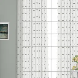 GM White & Green Embroidered Sheer Door Curtain-picture-21