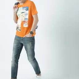 Huetrap Men Orange Printed Round Neck T-shirt-picture-33