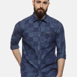 Campus Sutra Men Blue Regular Fit Checked Casual Shirt-picture-20