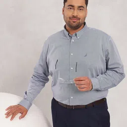 Nautica Men Premium Plus Size Pure Cotton Formal Shirt-image-96