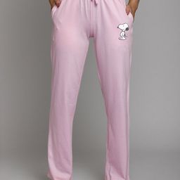 Free Authority Women Pink & White Peanuts Print Cotton Lounge Pants-picture-33